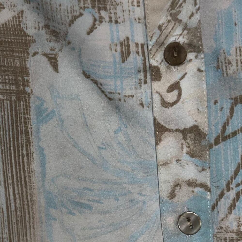 Chico's Multi Color Roll tab Sleeve Button up Blouse SZ 1 Medium Casual Chic Top - Picture 5 of 5